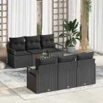 Set de canapele pentru grădină 7 pcs Negru poliratan GartenMobel Dekor
