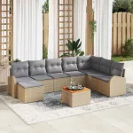 Set de canapele pentru grădină 9 pcs Beige și gri deschis GartenMobel Dekor