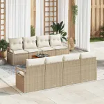 Set de canapele pentru grădină 9 pcs Bej și crem poliratan GartenMobel Dekor