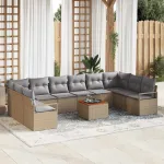 Set de canapele pentru grădină 11 pcs Beige și gri deschis GartenMobel Dekor