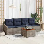 Set de canapele pentru grădină 5 pcs Gri și albastru marin GartenMobel Dekor