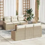 Set de canapele pentru grădină 7 pcs Bej și crem poliratan GartenMobel Dekor