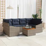 Set de canapele pentru grădină 7 pcs Gri și albastru marin GartenMobel Dekor