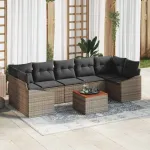 Set de canapele pentru grădină 8 pcs Gri poliratan GartenMobel Dekor
