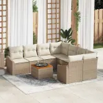 Set de canapele pentru grădină 9 pcs Bej și crem poliratan GartenMobel Dekor