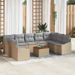 Set de canapele pentru grădină 10 pcs Beige și gri deschis GartenMobel Dekor