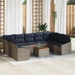 Set de canapele pentru grădină 10 pcs Gri și albastru marin GartenMobel Dekor