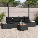 Set de canapele pentru grădină 5 pcs Negru poliratan GartenMobel Dekor