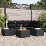 Set de canapele pentru grădină 5 pcs Negru poliratan GartenMobel Dekor
