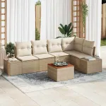 Set de canapele pentru grădină 6 pcs Bej și crem poliratan GartenMobel Dekor