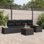 Set de canapele pentru grădină 6 pcs Negru poliratan GartenMobel Dekor