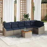 Set de canapele pentru grădină 7 pcs Gri și albastru marin GartenMobel Dekor