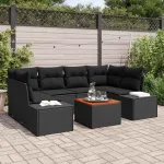 Set de canapele pentru grădină 7 pcs Negru poliratan GartenMobel Dekor