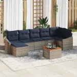 Set de canapele pentru grădină 8 pcs Gri și albastru marin GartenMobel Dekor