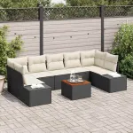 Set de canapele pentru grădină 8 pcs Negru și Crem poliratan GartenMobel Dekor
