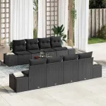 Set de canapele pentru grădină 9 pcs Negru poliratan GartenMobel Dekor