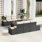 Set de canapele pentru grădină 6 pcs Negru Rattan poli GartenMobel Dekor