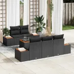 Set de canapele pentru grădină 6 pcs Negru Rattan poli GartenMobel Dekor