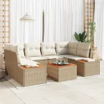 Set de canapele pentru grădină 7 pcs Bej Rattan poli GartenMobel Dekor