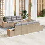 Set de canapele pentru grădină 8 pcs Bej Rattan poli GartenMobel Dekor
