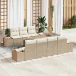 Set de canapele pentru grădină 8 pcs Bej Rattan poli GartenMobel Dekor