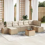 Set de canapele pentru grădină 8 pcs Bej și alb GartenMobel Dekor