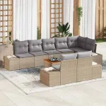 Set de canapele pentru grădină 9 pcs bej și gri deschis GartenMobel Dekor