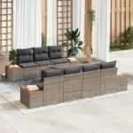 Set de canapele pentru grădină cu pernă 8 pcs Gri Rattan poli GartenMobel Dekor