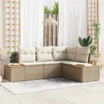 Set de canapele pentru grădină 4 pcs Bej și crem Poliratan GartenMobel Dekor