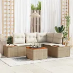 Set de canapele pentru grădină 4 pcs Bej și crem Poliratan GartenMobel Dekor