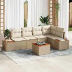Set de canapele pentru grădină 6 pcs bej și crem Rattan poli GartenMobel Dekor