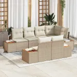 Set de canapele pentru grădină 7 pcs Bej și crem Poliratan GartenMobel Dekor