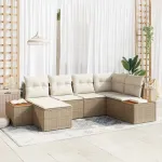 Set de canapele pentru grădină 7 pcs Bej și crem Poliratan GartenMobel Dekor