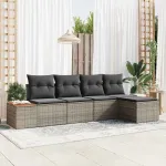 Set de canapele pentru grădină cu pernă 6 pcs Gri Poliratan GartenMobel Dekor