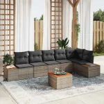 Set de canapele pentru grădină cu pernă 6 pcs Gri Poliratan GartenMobel Dekor
