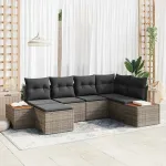 Set de canapele pentru grădină cu pernă 7 pcs Gri Poliratan GartenMobel Dekor