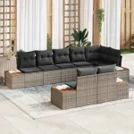 Set de canapele pentru grădină cu pernă 8 pcs Gri Poliratan GartenMobel Dekor