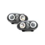 Faruri VW Golf 4 Angel Eyes Negre pentru LHD, 1997-2003