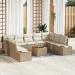 Set de canapele pentru grădină 5 pcs Bej și crem Poliratan GartenMobel Dekor