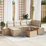 Set de canapele pentru grădină 7 pcs Bej și crem Poliratan GartenMobel Dekor