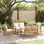 Set de canapele pentru grădină 5 pcs natural Lemn solid de tec GartenMobel Dekor