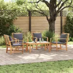 Set de canapele pentru grădină 5 pcs natural Lemn solid de tec GartenMobel Dekor