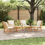 Set de canapele pentru grădină 5 pcs natural Lemn solid de tec GartenMobel Dekor