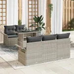 Set de canapele pentru grădină 6 pcs Gri deschis Poli Rattan GartenMobel Dekor