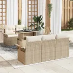 Set de canapele pentru grădină cu pernă 6 pcs Bej Poli Rattan GartenMobel Dekor