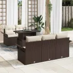 Set de canapele pentru grădină cu pernă 6 pcs Maro Poli Rattan GartenMobel Dekor
