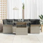Set de canapele pentru grădină 7 pcs Gri deschis Rattan poli GartenMobel Dekor