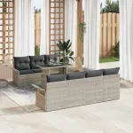 Set de canapele pentru grădină 8 pcs Gri deschis Poli Rattan GartenMobel Dekor