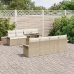 Set de canapele pentru grădină cu pernă 9 pcs Bej Poli Rattan GartenMobel Dekor