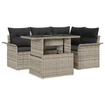 Set de canapele pentru grădină 5 pcs Gri deschis Rattan poli GartenMobel Dekor